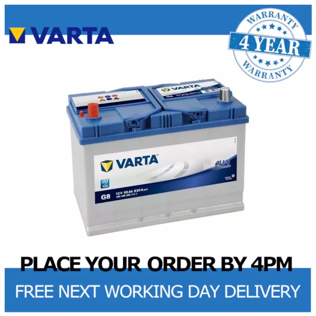 Varta G8 Car Battery 12V Blue Dynamic Sealed Calcium 4 Yr Warranty Type 334