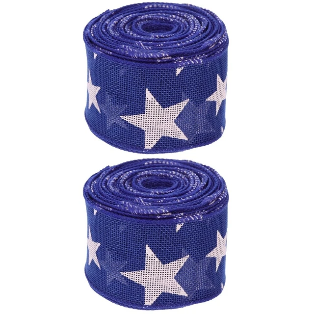 2x Patriotischen Verdrahtete Band Geschenk Bögen Bänder