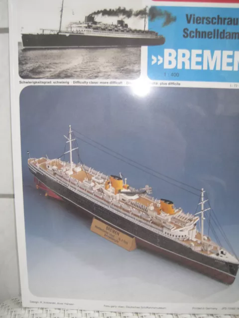 Bremen Schnelldampfer Schiff Kartonbausatz *NEU* Schreiber- Bastelbogen