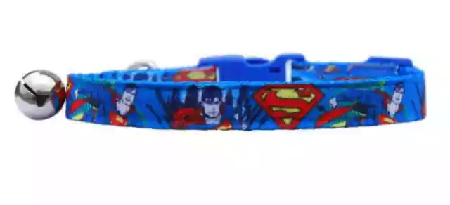 Pet kitten cat safety breakaway collar bell  ROYAL BLUE   "SUPERMAN  "