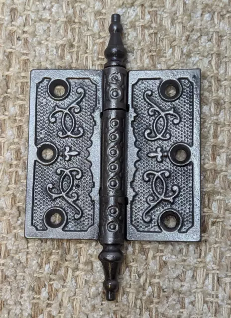 3 1/2" x 3 1/2" Antique Ornate Cast Iron Steeple Hinge