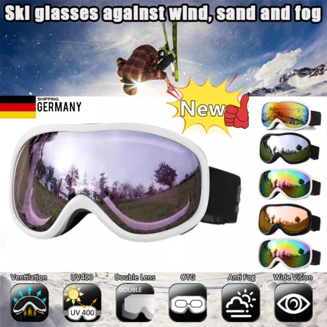 Skibrille UV400 Snowboard Rodel Brille Anti Fog Verspiegelt Damen Herren DHL