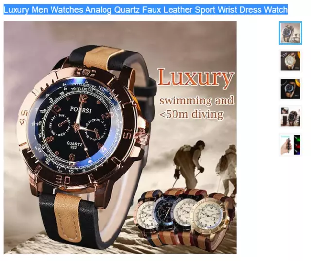 Luxury Men Watches Analog Quartz Faux Leather Sport Wrist Dress Watch