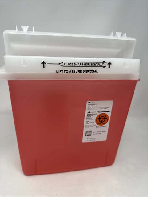 Sharps Container 5 Qt RED Sharpstar In-Room Mailbox/Counterbalance Lid 8507SA