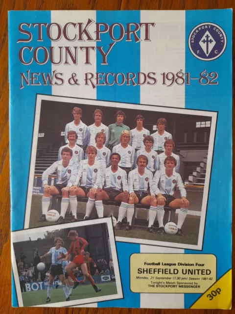 Stockport County v Sheffield United programme 21 September 1981 Division Four