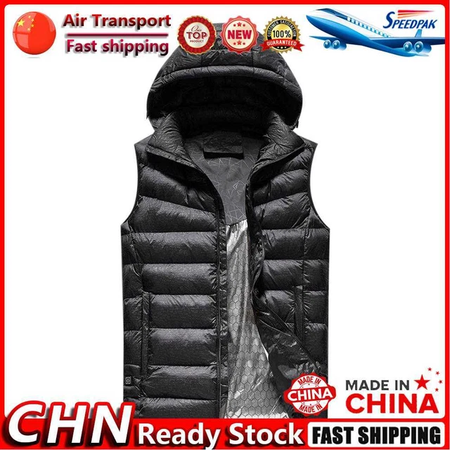 USB Electric Heated Vest Heating Winter Thermal Vest Waistcoat (L Black) Fr