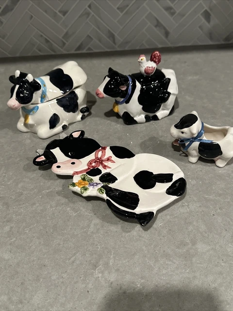 Lot of 4 Cows- Spoon rest, Toothpick Holder, Mini Canister, Sugar Bowl Lot of 4 Cows- Spoon rest, Toothpick Holder, Mini Canister, Sugar Bowl