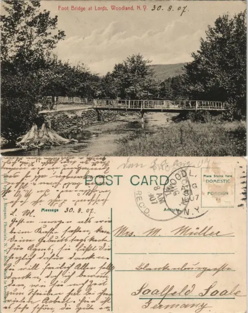 Postcard Woodland N.Y. Foot Bridge at Lords 1907