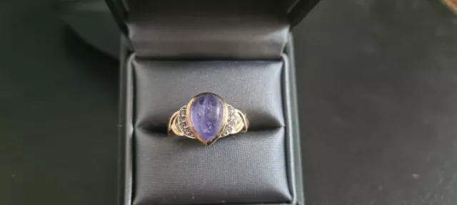 Bague En Or 9 Cts Tanzanite Cabochon