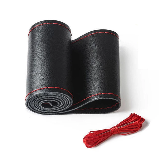Coprivolante universale auto fai da te pelle stitching wrap con filettatura 38 cm
