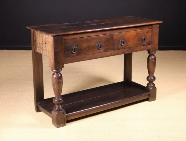 Fabulous 17th Century English Oak Serving Side Table High Buffet Antique Drawers