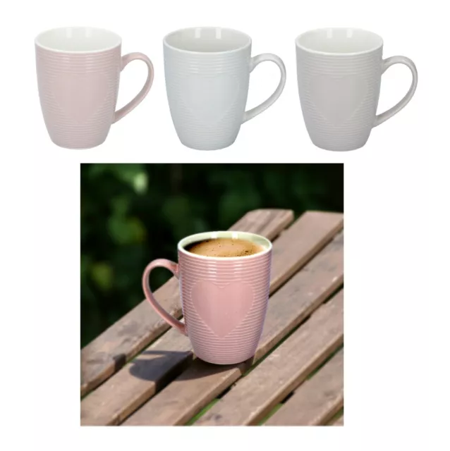 SET OF 4 Soft Blue Ribbed Mugs 300ml Fine Stoneware Tea Coffee Cups 10oz  Modern £19.00 - PicClick UK