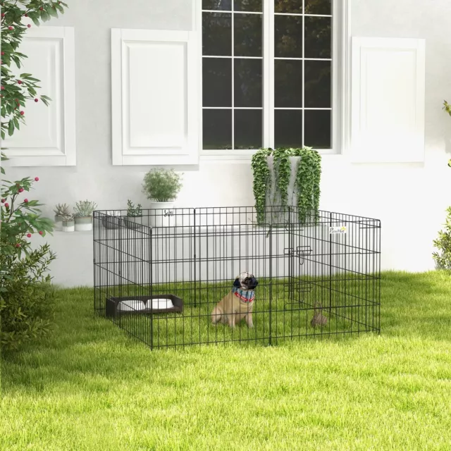 Dog Playpen, Puppy Pen Metal Eight-Panel Run, Pet Cage Play Pen, Indoor, Outdoor