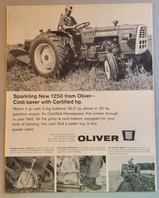 Vintage Oliver 1250 Tractor Magazine Advertisement 1965