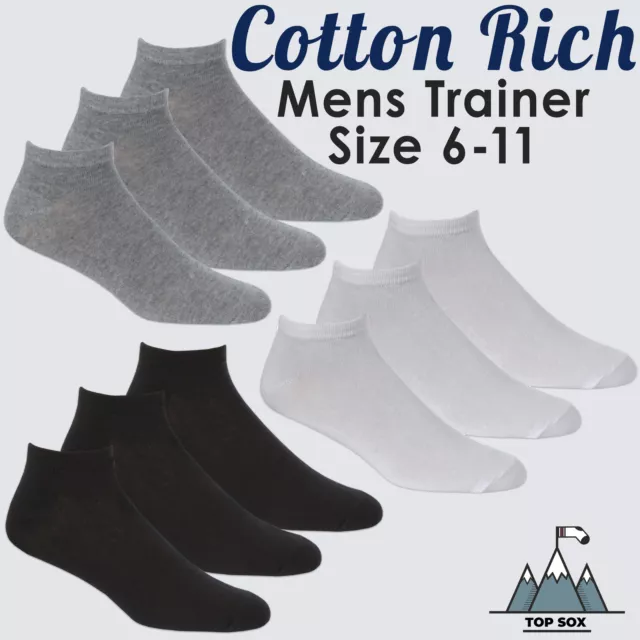 Mens 9 Pairs Cotton Rich Sports Trainer Liner Athletic Gym Ankle Sox Socks 6-11