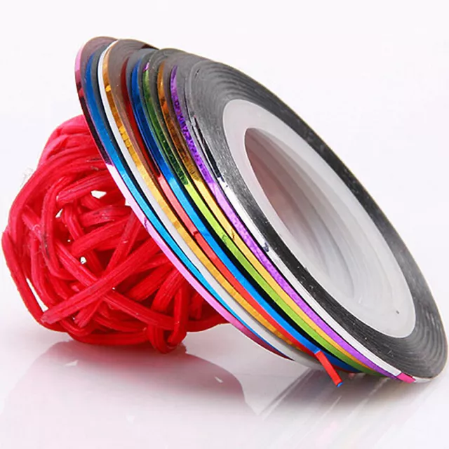 10 Rolls Striping Tape Line DIY Nail Art Tips Sticker Decor Manicure Glitter