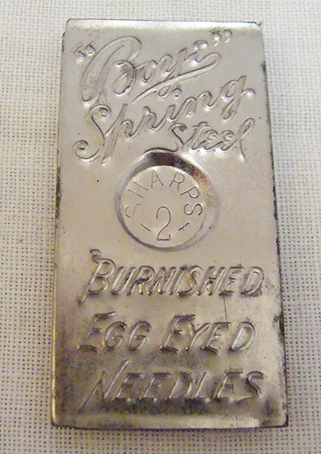 Boye Antique 1912 Spring Steel Egg Eyed Needle Holder w/ Needles
