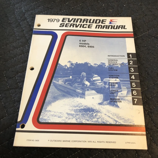 5425 Evinrude 1979 Outboard Service Repair Manual 6 HP 6904 6905