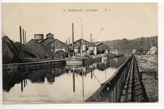 EURVILLE Haute Marne CPA 52 les usines canal batellerie péniches