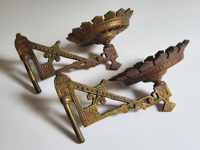 Pair ANTIQUE Vintage Ornate ART DECO Cast Metal Wall Mount Swivel LAMP HOLDERS