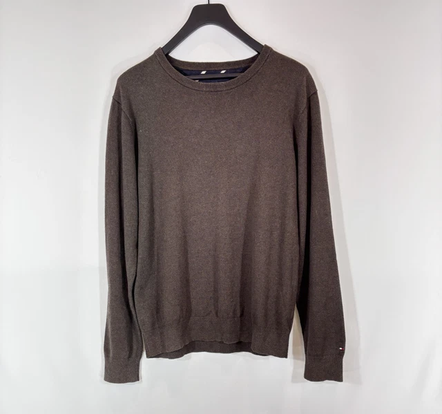Pull homme TOMMY HILFIGER coton cachemire GRAND pull col rond marron
