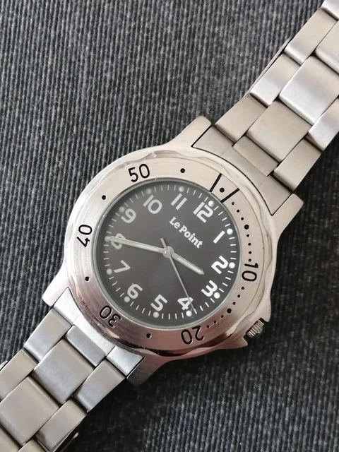 Montre Publicitaire Le Point Quartz - Boîtier Acier Argenté, Aiguilles Lumineuses - Neuve De Stock