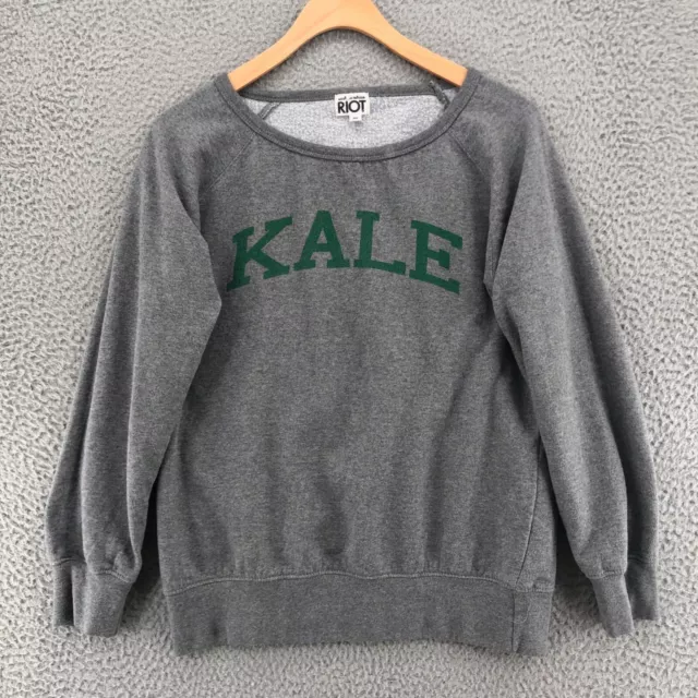 Sub Urban Riot Sweatshirt Womens Small Gray Kale Pullover Comfort Casual Knit