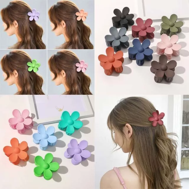 Womens Girls Large Flower Hair Claw Clamps Frosted Hair Clips Headwear Claw