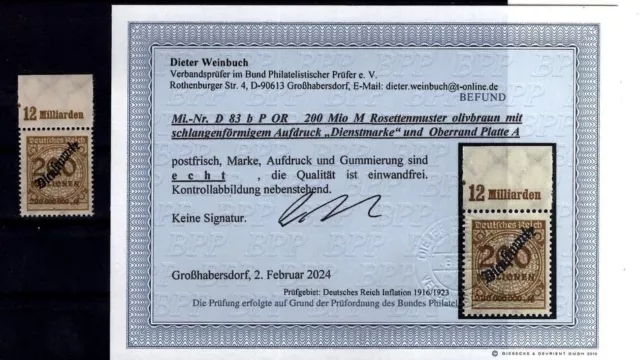 DR-Dienst 83b POR FARBSELTENHEIT ** MNH POSTFRISCH BPP Befund 400EUR (AA2002