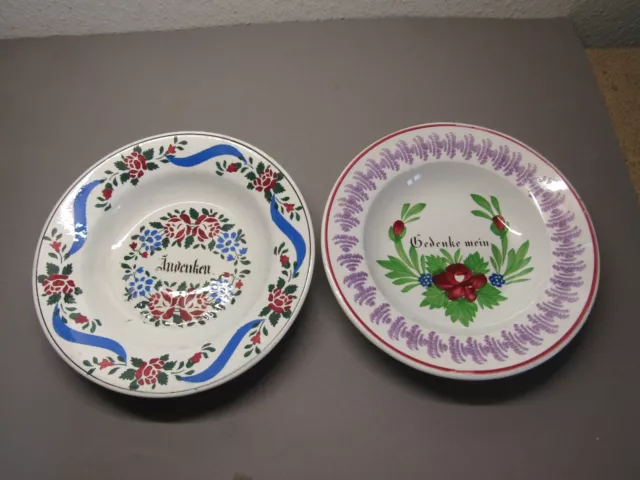 2.Stück Teller - Keramik - Hersteller - um 1900 - Andenken