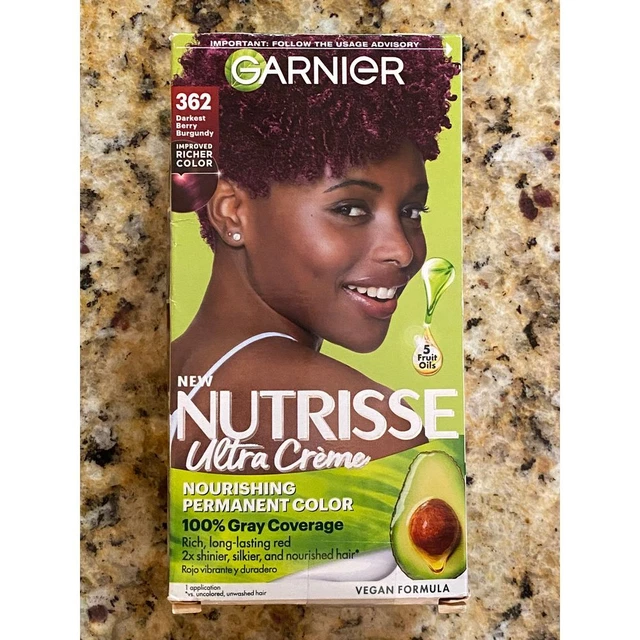 GARNIER NUTRISSE ULTRA Creme Hair Color 362 Raspberry Jam Dark Burgundy ...