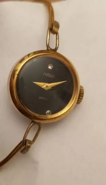 Orologio braccialetto ROBIS PARIS meccanico dorato vintage DONNA non funzionante