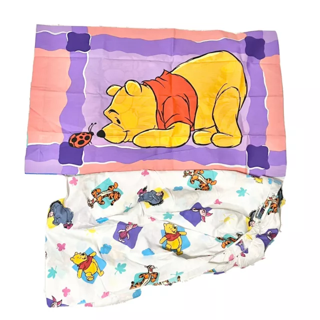 Vtg Disney Winnie the Pooh Crib Toddler Fitted Bed Sheet+ Pillow Case