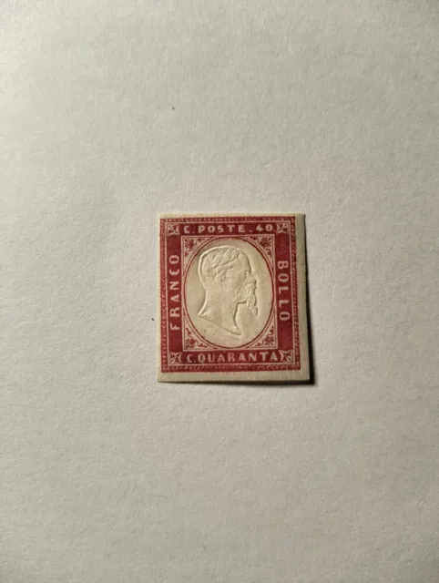 Regno. IV° Sardegna, 1861, 40 Cent Rosso Carminio MH 16D. Firmato Diena.