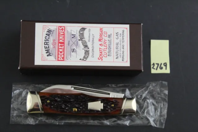 Schatt & Morgan, 1 of 100 Mahogany Bone Gunstock Pocket Knife in Box 2769