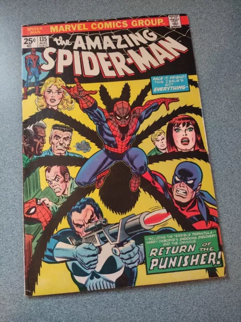 Amazing Spider-Man #135: 2nd app Punisher, Marvel 1974 F/VF