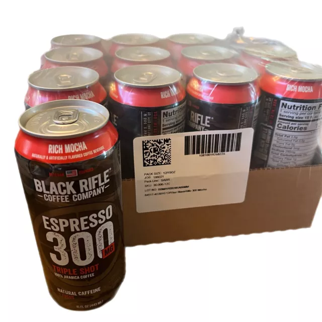 Black Rifle Coffee Iced Espresso Triple Shot, Rich Mocha, 15oz, Can, 12 Pk