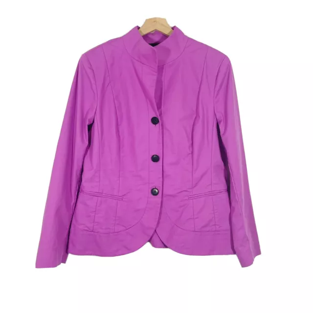 Lafayette 148 New York 3 Button Blazer Jacket Cotton Violet Purple Sz 16
