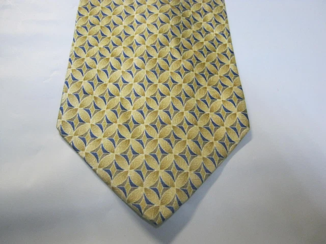 Jos. A. Bank gold blue geometric Silk Tie 58 x 3.75 Necktie 15501