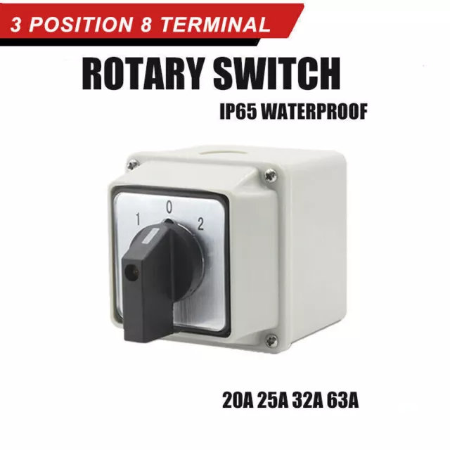 LW26-20A25A32A63A 3-Position 8-Terminal Rotary Selector Cam Changeover Switch uk