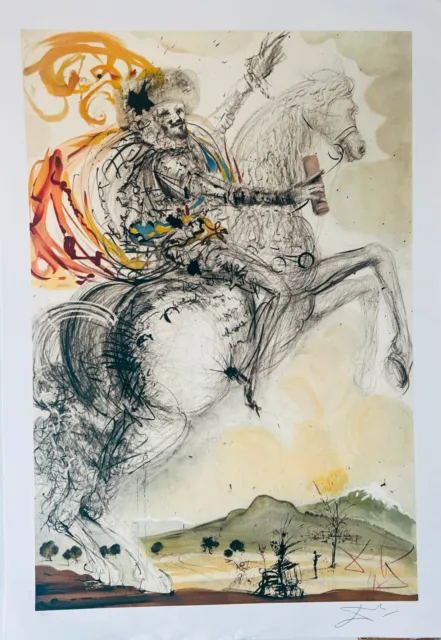 Salvador Dali Don Chisciotte El Cid P/Firmato Offset Litografia Cavallo MTB Art