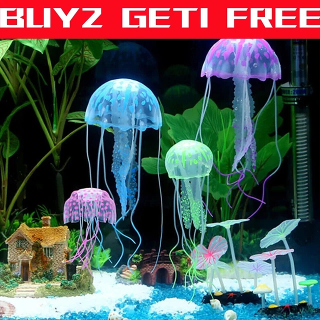 Floating Jelly Fish Glowing Effect Aquarium Tank Ornament Decor Fish Artificial