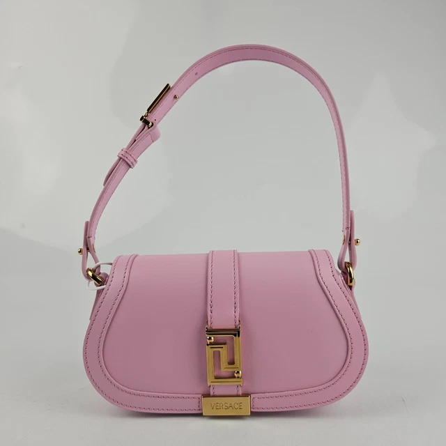 Versace Greca Goddess Mini Light Pink Leather Shoulder Bag New FW23