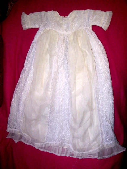 Robe De Bapteme Ancienne Pour Poupee Jumeau, Sfbj  Et Autres