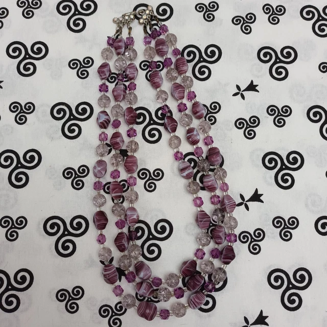 Collier Biche De Bere Vintage - 6 Rangs, Perles Blanches & Argenté, Années 90