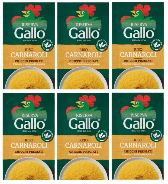 6x Gallo Riso Riserva Carnaroli,100% Italienischer Reis,Kochzeit 15 Minuten,1Kg