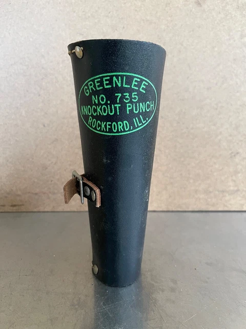 NOS Vintage Greenlee No.735 Knockout Punch Set w/Leather Case  Conduit