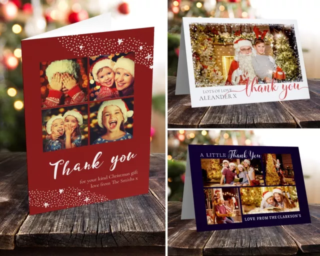 Personalised Christmas Thank You Photo Cards + Envelopes  (H6)