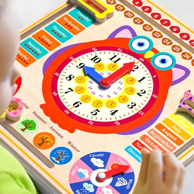 Calendario orologio didattico prescolare Montessori Toys per bambini piccoli 3