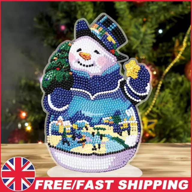 5D DIY Desktop Diamond Painting Ornament Cute Embrace Snowman Christmas Decors